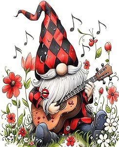 Gnome Play The Guitar Paint by Numbers for Adults Beginners Christmas Decoration DIY Acrylic Paint by Numbers Kits on Canvas Flowers Paintwork Music Artwork for Home Decor 16x20inch(without Frame) Christmas Decoration Diy, Alice In Wonderland Characters, Mushroom Paint, Canvas Flowers, Stick Figure Drawing, Guitar Painting, Whimsical Artwork, Pigment Coloring, Music Artwork