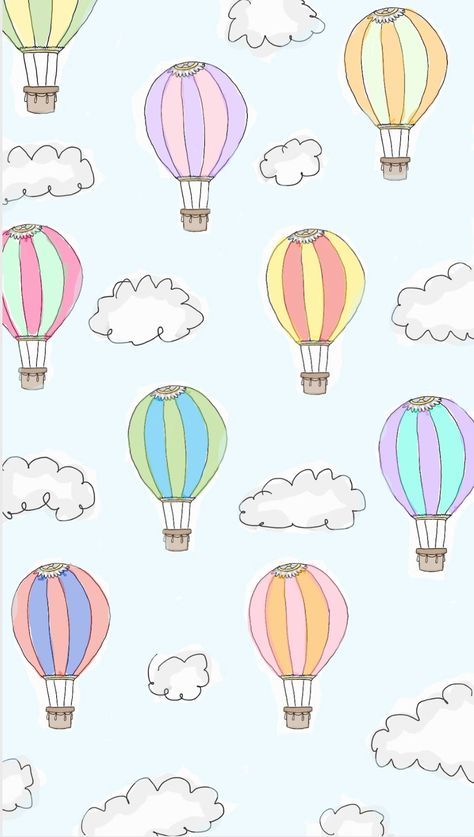 Balon Wallpapers, Pastel Hot Air Balloon, Hot Air Balloon Wallpaper, Air Balloon Wallpaper, Hot Air Balloon Pattern, Balloon Wallpaper, Balloons Photography, Pastel Balloons, Patterns Wallpaper