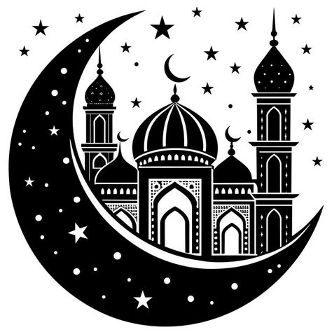 Eid mubarak moon scherenschnitt illustra... | Premium Vector #Freepik #vector Sketch Islamic, Eid Mubarak Design, Coreldraw Design, Ramadan Kareem Vector, Ramadan Kareem, Eid Mubarak, Vector Design, Premium Vector, Ramadan