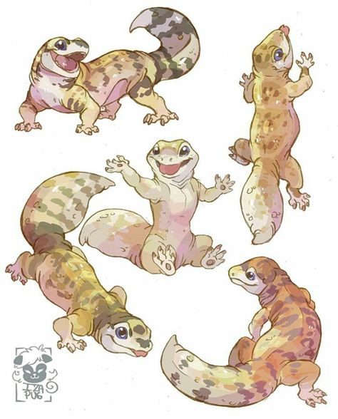 Leopard Geckos, Animal Illustration Art, Cute Reptiles, Leopard Gecko, Amazing Drawings, Cute Little Drawings, Cute Animal Pictures, Cute Animal Drawings, Gecko