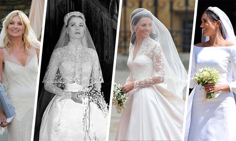 Grace Kelly Wedding Dress, Christian Dior Gowns, Galliano Dress, Grace Kelly Wedding, Famous Wedding Dresses, Middleton Wedding, Dior Gown, Kate Middleton Wedding, Celebrity Bride