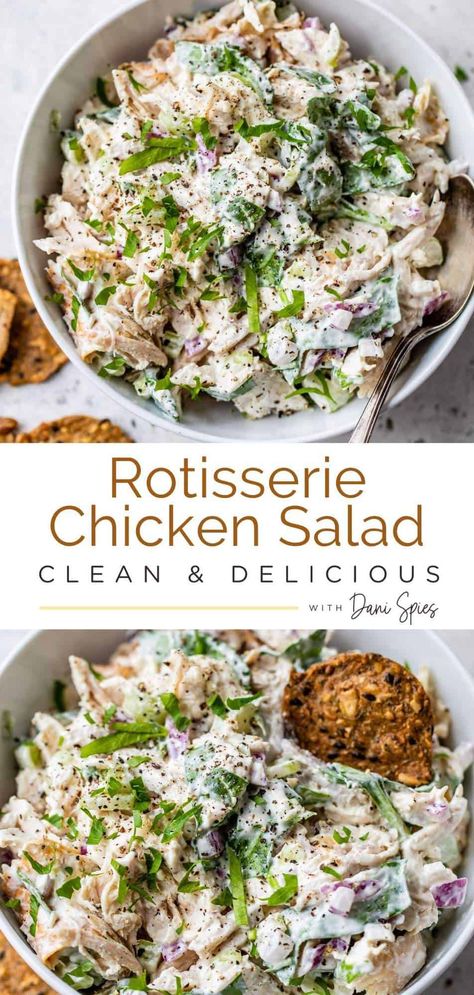 This rotisserie chicken salad is a blend of shredded or chopped chicken and fresh veggies, all tossed together in a creamy dressing. A quick and easy meal that’s delicious served in a sandwich, with a side of crackers or in refreshing lettuce cups. Crockpot Shredded Chicken Recipes, Crockpot Shredded Chicken, Meal In A Jar, Oats Snacks, Recipes Using Rotisserie Chicken, Bird Food Recipes, Rotisserie Chicken Salad, Make Shredded Chicken, Recipes By Ingredients