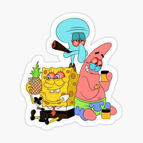 90s cartoon stoner Spongebob sticker illustration art • Millions of unique designs by independent artists. Find your thing. Cartoon Spongebob, Trippy Cartoon, Sticker Illustration, Psy Art, Trendy Shirt Designs, 90s Cartoon, Puff And Pass, Cartoon Images, Classic Cartoons