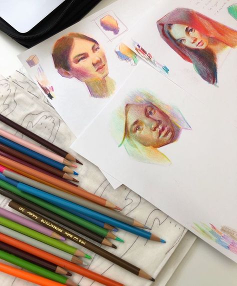 Chris Hong Art, Colour Pencil Portrait, Girl Sketches, Clown Girl, Color Pencil Illustration, Portrait Series, Colour Pencil, Arte Inspo, Sketchbook Inspiration