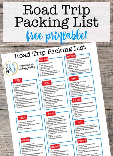 Family Road Trip Packing List, Camping Trip Packing List, Travel Checklist Printable, Packing List Kids, Road Trip Checklist, Trip Packing List, Road Trip Packing List, Trip Packing, Road Trip Planner