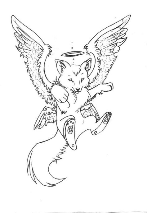 F-ing dog-fox-angel-bird with four wings. What. Fox With Wings, Wings Coloring Pages, Animal Sketches Easy, Tree Frog Tattoos, Kids Tattoo, Coloring Pages For Teenagers, Angel Coloring Pages, Wolf Images, Wings Drawing