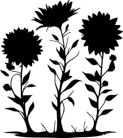 Sunflowers, Minimalist and Simple Silhouette - Vector illustration Sunflower Silhouette, Negative And Positive Space, Space Lessons, Patchwork Denim Skirt, Vector Nature, Vector Silhouette, Simple Silhouette, Patchwork Denim, Nature Design