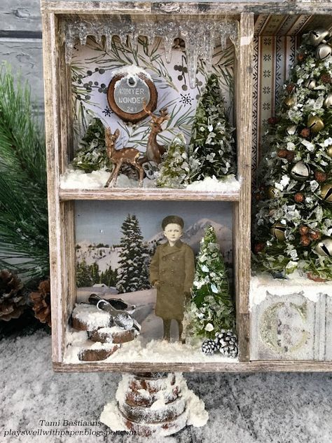 Snowy Woods, Christmas Diorama, Christmas Shadow Boxes, Shadow Box Art, A Deer, Noel Christmas, Wood Gifts, Winter Crafts, Christmas Box