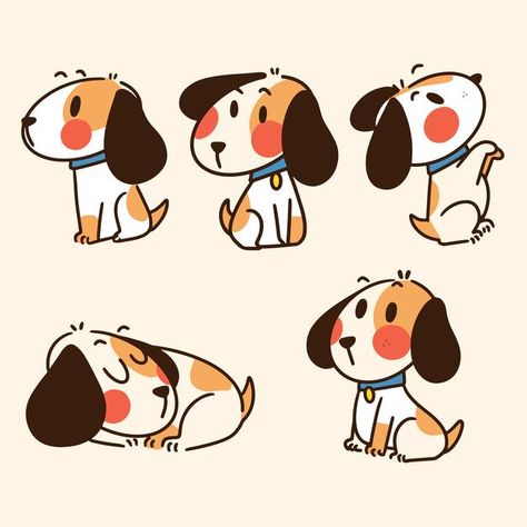 Cartoon Beagle Drawing, Beagle Illustration Cute, Beagle Character Design, How To Draw A Beagle, Cute Dogs Illustration, Cute Beagle Drawing, Dog Cute Illustration, Cartoon Dogs Character Design, Beagle Dog Drawing