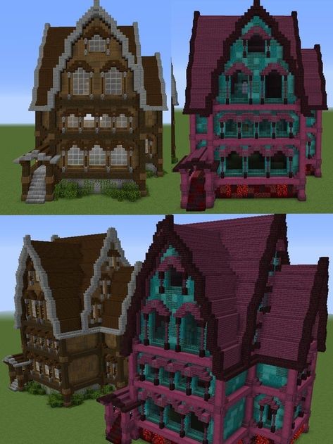 Nether Minecraft, Hello Kitty Minecraft, Minecraft Building Guide, House In Minecraft, Minecraft Structures, Minecraft House Ideas, Minecraft Cottage, Mc Builds, Minecraft Medieval