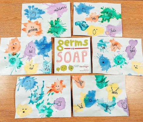 Germs Artwork Preschool, Germ Crafts, Germs Lessons, Blow Painting, Blow Paint, Different Expressions, Eye Dropper, Cute Craft, Teaching Lessons