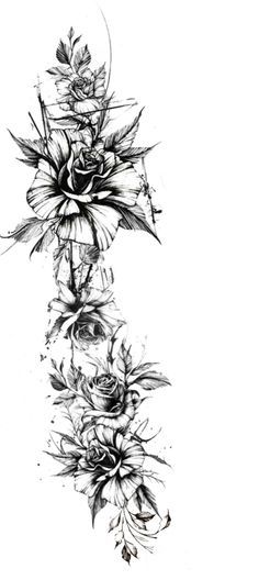 Black Thorn Tattoo, Leg Sleeve Flower Tattoo, Rose Tattoo Arm Sleeve, Gothic Flower Tattoo Design, Rose Vine Tattoos For Women, Sketch Style Tattoos Designs, Gothic Leg Tattoos, Upper Arm Tattoos For Women Sleeve, Tattoos To Fill In Sleeve Gaps