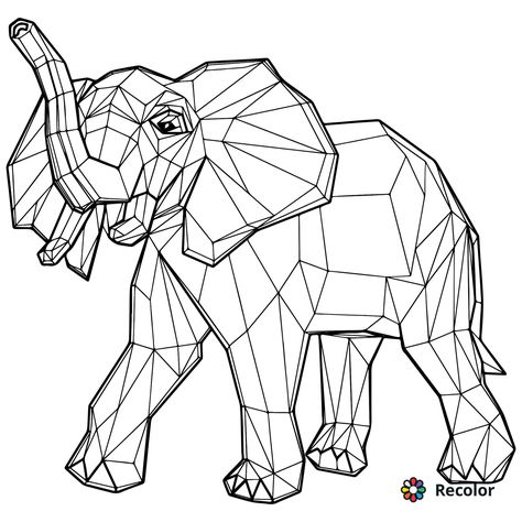 Geometric Animal Coloring Pages, Geometric Art Animal, Elephant Quilt, Geometric Drawing, String Art Diy, Geometry Art, Tableau Art, Geometric Animals, Flash Art