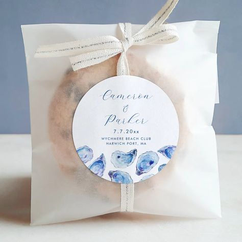 Oyster Blue Watercolor Wedding Favor Classic Round Sticker Watercolor Oyster, Eolia Mansion, House In Maine, Shell Sticker, Wychmere Beach Club, William Aiken House, Cliff House, Coastal Elegance, Cape Cod Wedding