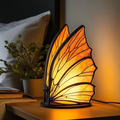 Nature Lamp, Stained Glass Bevels, Laser Cut Lamps, Butterfly Lamp, Lamp Inspired, Furniture Sketch, Dorm Design, Personal Investigation, Insect Wings