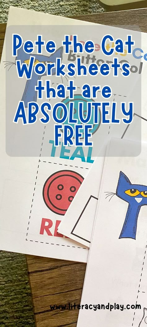 FREE Pete the Cat Worksheets for Preschool aged children! Pete the Cat books you can pair these activities with: Pete the Cat and the Four Groovy Buttons Pete the Cat I love my white shoes Pete the Cat and the Missing Cupcakes Pete The Cat Worksheets, Pete The Cat Preschool, Pete The Cat Shoes, Pete The Cat Buttons, Pete The Cat Books, Cat Crafts Preschool, I Love My White Shoes, Pete The Cats, Read Aloud Activities