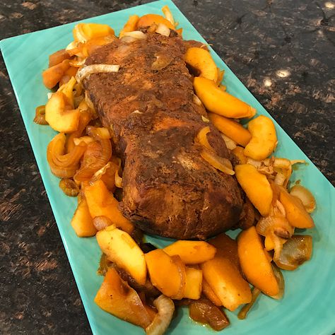 Apple Butter Pork Loin Crock Pot, Slow Cooker Pork Loin With Apples, Apple Butter Pork Loin, Apples And Onions, Crockpot Pork Loin, Slow Cooker Pork Loin, Apple Pork Tenderloin, Slow Cooker Apple, Slow Cooker Pork Tenderloin