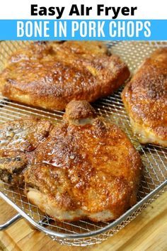 Learn how to make the best damn homemade air fryer bone in pork chops. Our quick & easy pork chop recipe is keto friendly featuring bone in pork chops, brown sugar, spices and olive oil. We love making this air fryer entree alongside fresh healthy salads, German dumplings, roast potatoes or pasta salad. Quick Easy Pork Chop Recipes, Pork Bones Recipe, German Dumplings, Air Fry Pork Chops, Pork Bones, Air Fryer Recipes Pork, Bone In Pork Chops, Air Fryer Pork Chops, The Best Air Fryer