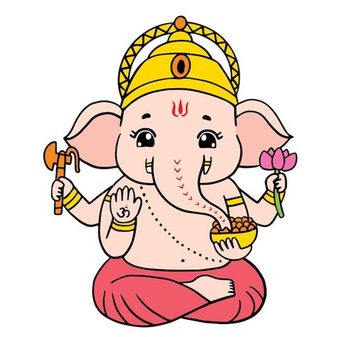 Ganesh Simple Painting, Cute Ganesha Drawing For Kids, Ganesh Doodle Art, Easy Ganesha Drawing For Kids, Ganesh Drawing Simple, Simple Ganesha Drawing, Cute Ganesha Drawing, Ganpati Drawing Easy, Ganesha Drawing Easy