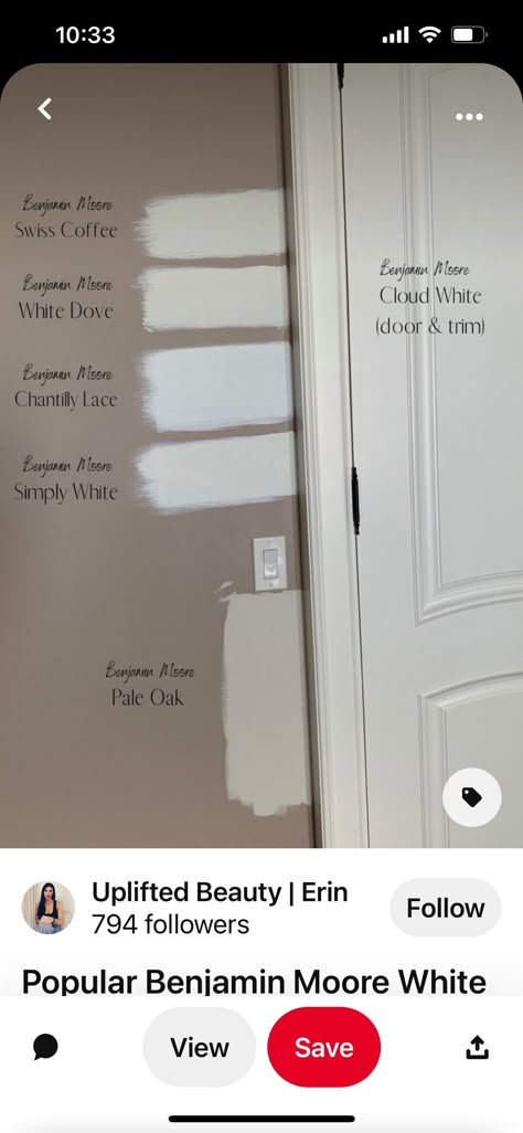 Pale Oak With Chantilly Lace Trim, White Dove With Chantilly Lace Trim, Chantilly Lace Benjamin Moore Trim, Pale Oak Doors, Benjamin Moore Pale Oak Cabinets, Swiss Coffee Walls With White Trim, Pale Oak Benjamin Moore, Benjamin Moore Pale Oak, Chantilly Lace Benjamin Moore