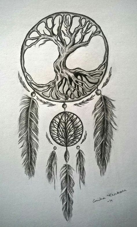 Atrapasueños Tattoo, Angle Tattoo, Dream Catcher Drawing, Tree Of Life Dream Catcher, Indian Feather Tattoos, Dream Catcher Tattoo Design, Tattoos Pinterest, Kunst Tattoos, Feather Tattoo Design