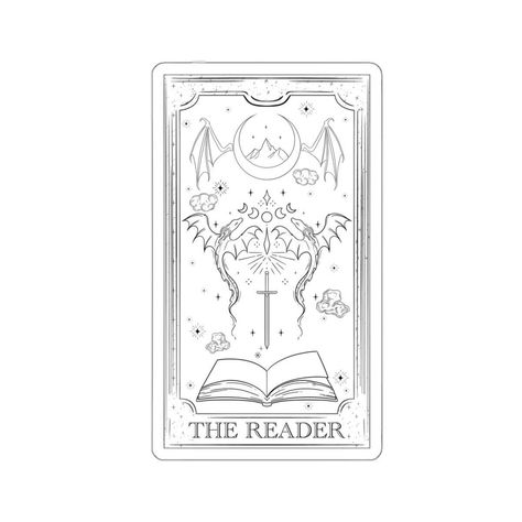 “The Reader” tarot card sticker is available, along with our “The Cauldron” and “The TBR” BookTok inspired stickers https://torannprints.etsy.com/listing/1754408957 . . . . #booktok #acotar #tarot #sarahjmaas #acourtofthornsandroses #fantasy Reader Tarot Card Tattoo, The Reader Tarot Card Tattoo, Bookmark Tattoo, Tarot Sketch, Tarot Cards Tattoo, Tat Sleeve, Reader Tattoo, Kindle Decor, Book Inspired Tattoos