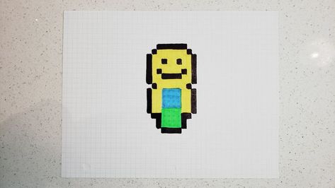 Hand Drawn Pixel Art - Drawing a Roblox Noob, pixelated! Roblox Cross Stitch, Pixel Art For Roblox Game, Roblox Pixel Art, Exit Pixel Art, Minecraft Mob Pixel Art, Minecraft Overwatch Pixel Art, Pixel Drawing, Pixel Art Pattern, Perler Bead Art