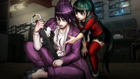 Kaito Momota And Maki Harukawa, Kaito Momota X Maki Harukawa, Danganronpa Maki X Kaito, Drv3 Official Art, Kaito X Maki, Maki X Kaito, Kaito Momota, Maki Harukawa, Amnesia Memories