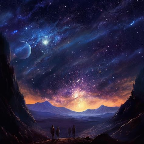 Generate visually stunning artwork inspired by the mysteries and beauty of the night sky, featuring stars, galaxies, and celestial objects Mystical Night Sky, Fantasy Night Sky, Magical Night Sky, Art Coursework, Fantasy Locations, Icewind Dale, Celestial Objects, Wild Star, Spring Dance