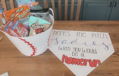 Cute Sadies Proposals Baseball, Sadies Proposals Baseball, Baseball Sadies Proposal Ideas, Baseball Dance Proposals, Baseball Sadies Proposal, Baseball Promposal For Him, Sadies Dance Proposals, Sadie Proposals, Sadies Proposals Ideas