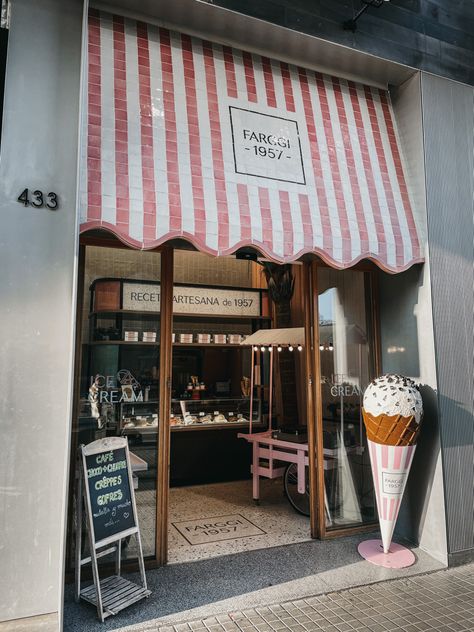 Ice cream Interior Ice Cream Shop, Local Ice Cream Shop, Ice Cream Store Exterior, Minimalist Ice Cream Shop, French Ice Cream Shop, Coastal Ice Cream Shop, I’ve Cream Shop Aesthetic, Old Ice Cream Shop, Old School Ice Cream Shop