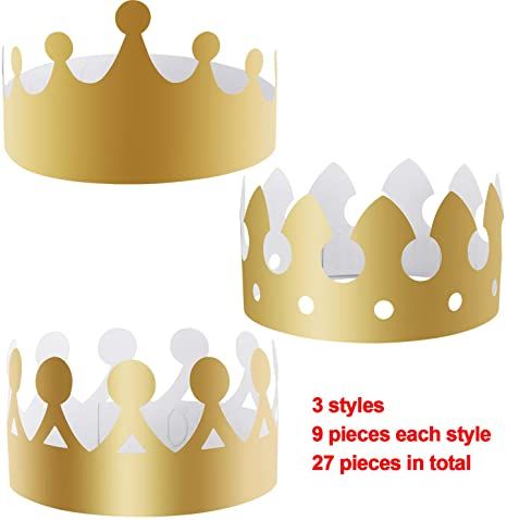 AmazonSmile: SIQUK 27 Pieces Golden Paper Crown Party Gold Crowns Hats King Crowns for Party and Celebration: Toys & Games Birthday Celebration Decorations, Princess Birthday Decorations, Golden Paper, Crown Template, Crown For Kids, Crown Party, Paper Crown, Crown Crafts, Diy Crown