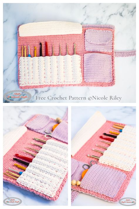 Crochet Projects With Color Changing Yarn, Crochet Hook Holder Pattern, Crochet Hook Case Free Pattern, Crochet Case Pattern, Knitting Needle Case Pattern, Crochet Hook Case Pattern, Crochet Yarn Holder, Crochet Needle Case, Crochet Hook Bag