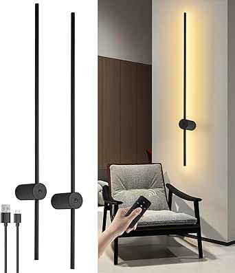 Wall Lights Indoor, Esthetician Room, Wireless Lights, Black Wall Lamps, Long Walls, Modern Wall Sconces, Lamp Black, Ceiling Fan In Kitchen, Led Wall Lamp