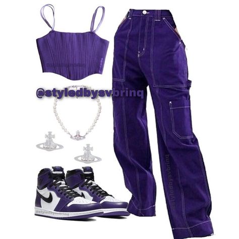 Purple Outfits Black Women, Outfits Black Women, Purple Outfit, Streetwear Girl, Purple Outfits, Swag Outfits For Girls, Tomboy Style Outfits, Virtual Stylist, Looks Street Style