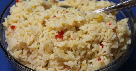 A quick weeknight confetti rice dish made with red onion and three colors of bell peppers. Confetti Rice Recipe, Confetti Rice, Asian Dipping Sauce, Homemade Chicken Stock, Rice Side, Rice Side Dishes, Best Bacon, Rice Dish, Rice Ingredients