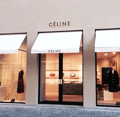 Store Awning, Exterior Signage Design, Celine Store, Shop Awning, Retail Facade, Shop Facade, Clothing Store Interior, Store Concept, Metal Facade