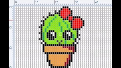 Cactus Pixel Art, Cactus Macrame, Kawaii Garden, Blackwork Cross Stitch, Pixel Beads, Pixel Art Pattern, Perler Beads Designs, Simple Cross Stitch, Perler Bead Art