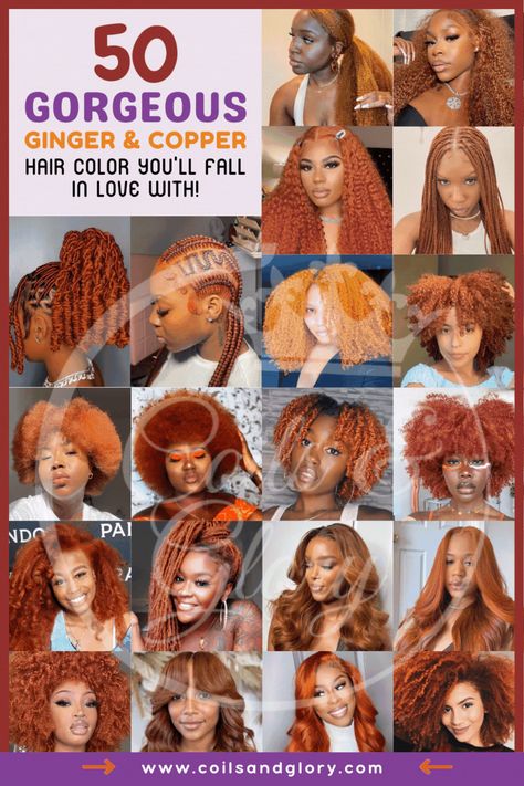 50 Ginger and Copper Hair Color Ideas on Black Women that Pops in Any Season - Coils and Glory Fall Colors 2023 Hair, Loc Tip Color Ideas Black Women, Copper Hair Natural Black Women, Black Woman Fall Hairstyles, Fall Loc Colors Black Women, Copper Red Locs Black Women, Fall Hair Colors For Black Women Locs, Fall Natural Hair Color For Black Women, Fall Hair Colors On Black Women