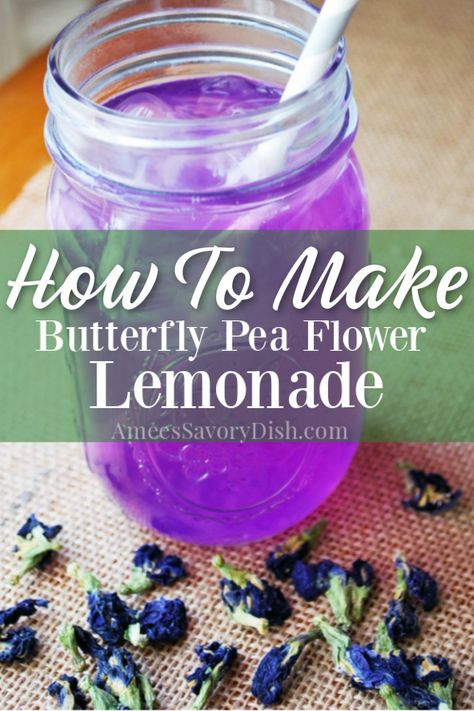 Pea Flower Lemonade, Butterfly Pea Flower Lemonade, Flower Lemonade, Purple Lemonade, Dried Butterfly, Pea Flower Tea, Protein Packed Smoothies, How To Make Butterfly, Butterfly Pea Tea