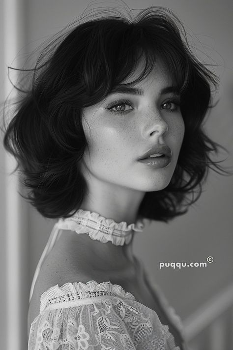 Short French Bob Hairstyles: Chic and Timeless Looks - Puqqu Layered Haircuts No Bangs, Haircuts No Bangs, Layered Bob With Fringe, Hairstyles No Bangs, Circus Book, Girls Haircuts, Short Hair With Beard, No Bangs, Bangs Wavy Hair