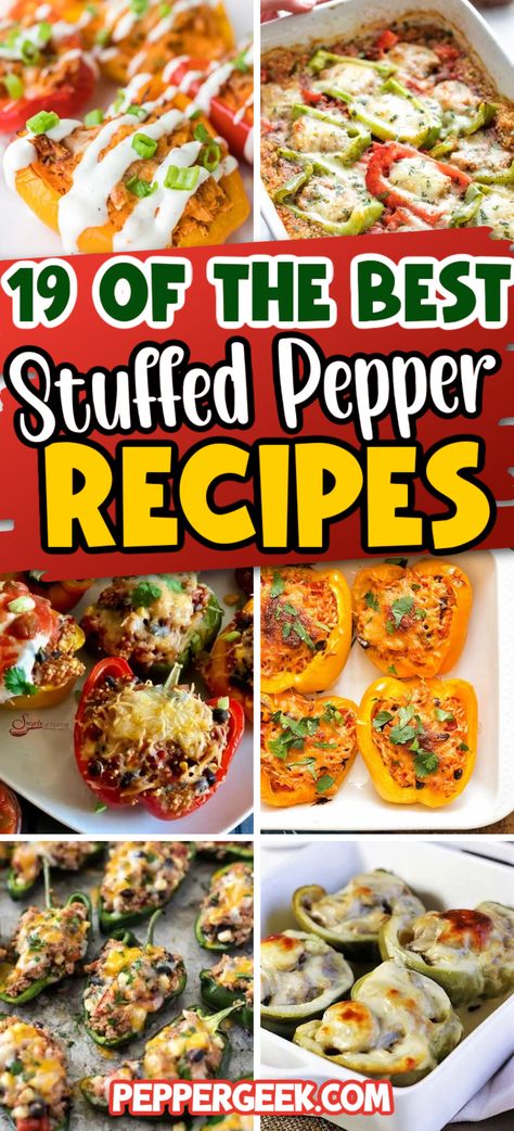 If you are looking for the best stuffed pepper recipe, be sure try one of these out. We've rounded up all our favorite stuffed pepper recipes. It's a great way to use up bell peppers and make a simple lunch or dinner. The Best Stuffed Bell Peppers, Stuffed Peppers Ideas, How To Use Bell Peppers, Unique Stuffed Peppers, Delish Stuffed Peppers, Recipe Using Bell Peppers, Recipes For Peppers From Garden, Things To Do With Bell Peppers, What Can I Make With Peppers