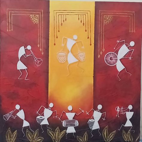 Haryana Culture Painting, Warli Art Village Scene, Vitthal Rukmini Painting Abstract, Pandharpur Wari Painting, Bharti Dayal Madhubani Painting, Jazz Art, Folk Art Painting, Art Logo, Indian Art