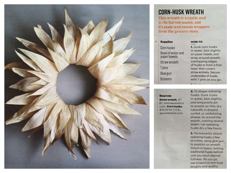 Corn Husk Wreath - Martha Stewart Living Diy Front Door Decor, Diy Front Door, Diy Fall Wreaths, Outside Fall Decorations, Natural Fall Decor, Corn Husk Wreath, Fall Mesh Wreaths, Easy Fall Wreaths, Wreath Hanging