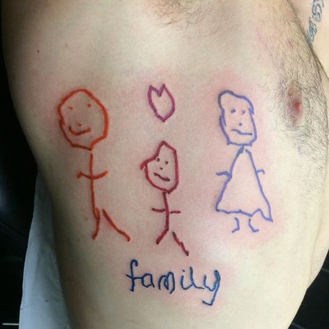 Children Name Tattoo Ideas For Men Dads, Dad Tattoos For Kids, Kid Tattoos For Dad, Kids Tattoo For Dad, Kids Names Tattoos For Dads, Kids Drawing Tattoo, Tattoos For Parents, Tattoos For Childrens Names, Family Tattoos For Men