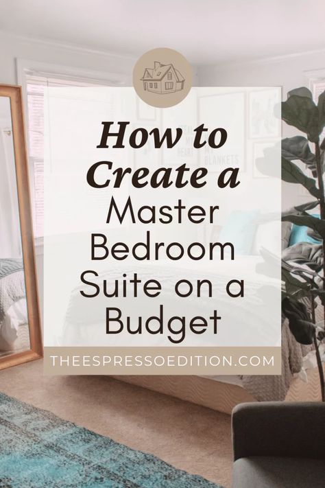 It's totally possible to have the master bedroom suite of your dreams - even on a budget! See my post for tips. | #homedecor #masterbedroom #bedroominspiration #bedroomideas #smallbedroom | how to decorate a small bedroom | small bedroom decor ideas | bedroom inspiration Sitting Nook In Bedroom, Large Nightstand Ideas Master Bedrooms, Small Master Suite Layout, Main Bedroom Ideas Master Suite, Small Master Suite, Decorate A Small Bedroom, Parisian Chic Bedroom, Master Suite Layout, Bedroom Inspirations Master