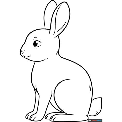 Easy Bunny Outline Coloring Page - Free & Printable Coloring Sheet Bunny Coloring Pages Free Printable, Animals Free Printable, Bunny Outline, Outline Pictures, Easy Drawing Guides, Free Printable Coloring Sheets, Drawing Guides, Cartoon Coloring, Kids Print