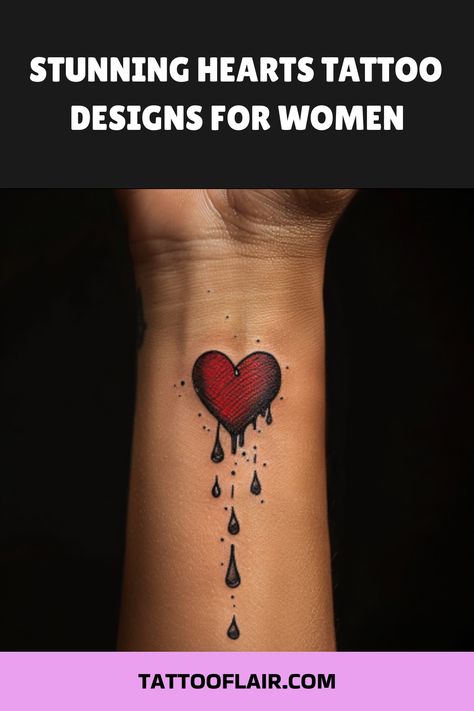 Discover stunning hearts tattoo designs for women to inspire your next ink! These heart tattoo ideas for women are both feminine and meaningful, perfect for expressing love and passion through body art. From delicate heart outlines to intricate heart patterns, there's a design that will speak to your soul. Whether you prefer minimalist black ink or colorful vibrant shades, there's a hearts tattoo that will capture your style and sentiment. Explore these beautiful hearts tattoos for women and fin Neck Heart Tattoos Women, Mended Heart Tattoo, Heart Back Tattoo, Heart Tattoo Ideas For Women, Hearts Tattoos For Women, Hearts Tattoo Designs, Heart With Flowers Tattoo, Memorial Heart Tattoo, Love Tattoos For Women