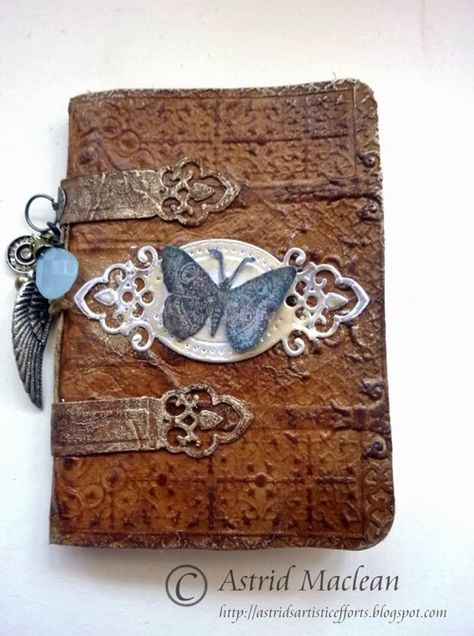 Astrid's Artistic Efforts: Home made faux leather notebook Magic Wallet, Planner Art, Daily Paper, Art Journal Techniques, Mini Journal, Up Book, Mini Scrapbook Albums, Handmade Journals, Handmade Books