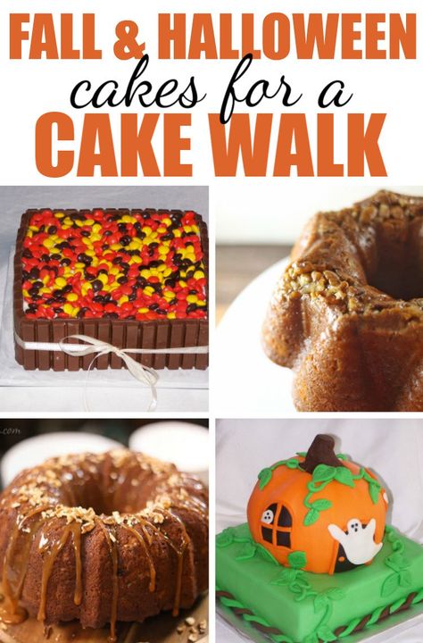 Cakes For Cake Walk, Cake Walk Cakes, Halloween Cake Walk, Halloween Themed Desserts, Halloween Cakes Easy, Halloween Deserts, Cake Halloween, Halloween Cake Decorating, Fresh Apple Cake